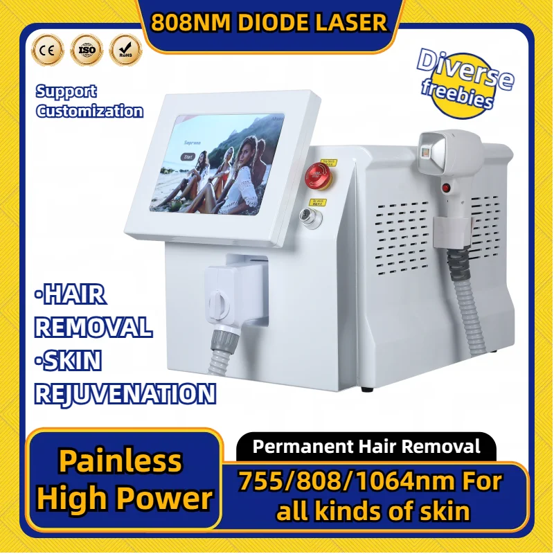 

Профессиональный диодный ледяной титановый лазерный аппарат для удаления волос, портативный 808 755 1064, александритовое устройство, 3 волны, постоянное удаление