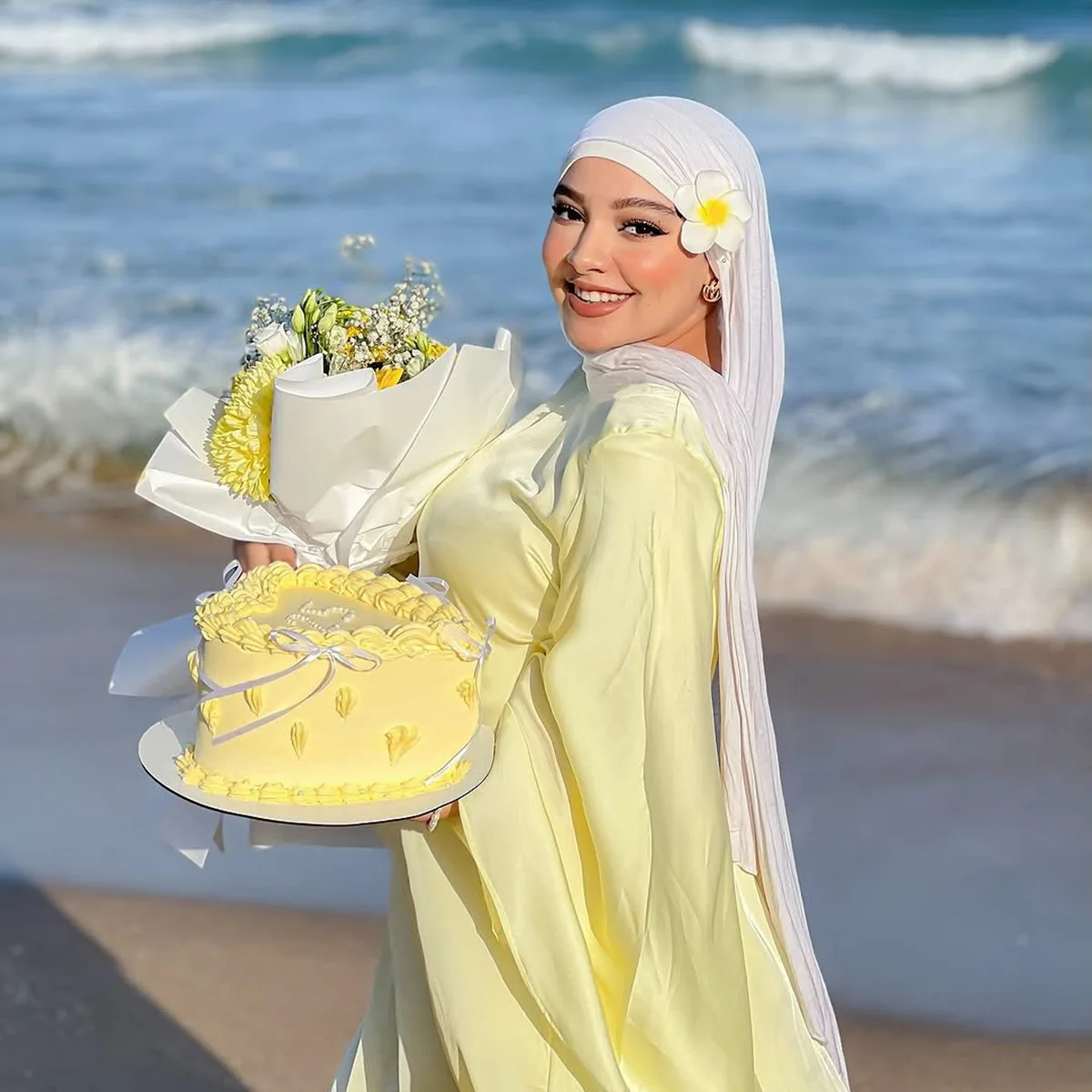 

Jersey Scarf and Flower Pins Muslim Hijab Women Long Shawls Islam Soft Headscarf Headwraps Bandanas Headband Bufanda Turbante