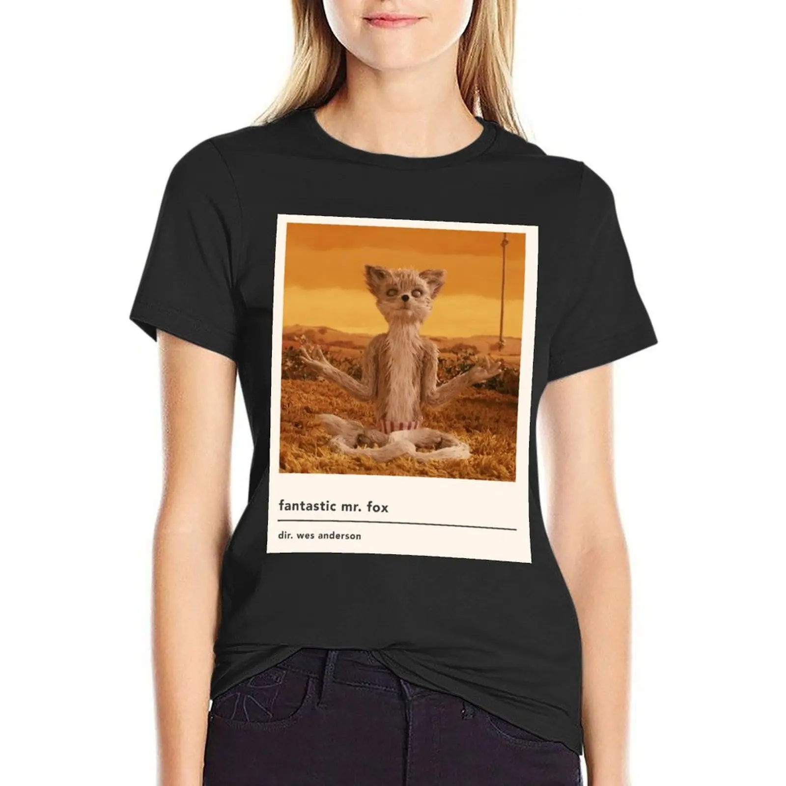 

minimalist fantastic mr fox movie poster T-Shirt customs funny Short sleeve tee black t-shirts for Women