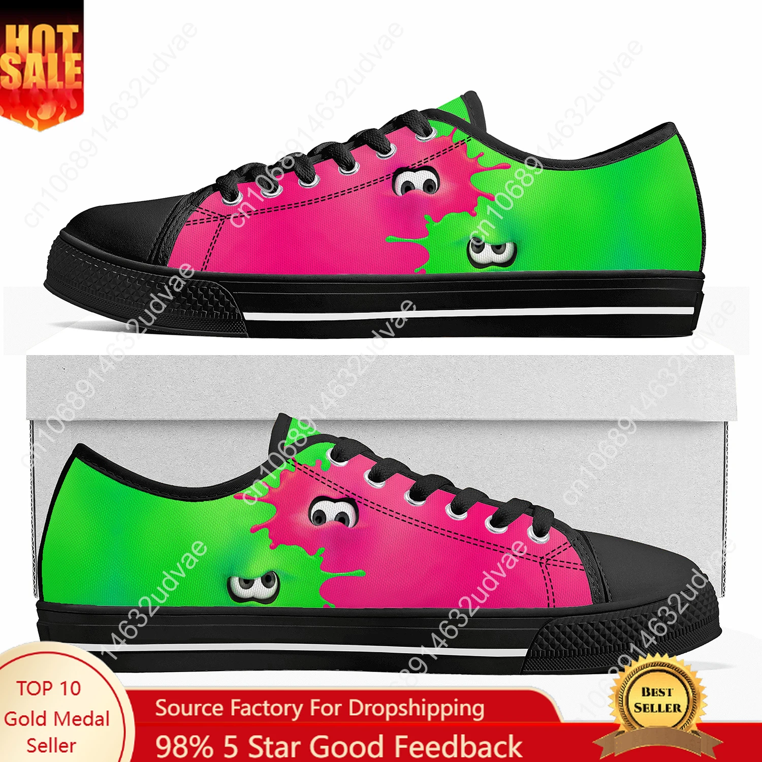 

Splatoons Low Top Shoes Men Women Teenager Sneakers Canvas High Quality Sneaker Casual Customized Couple Shoe Black Sole