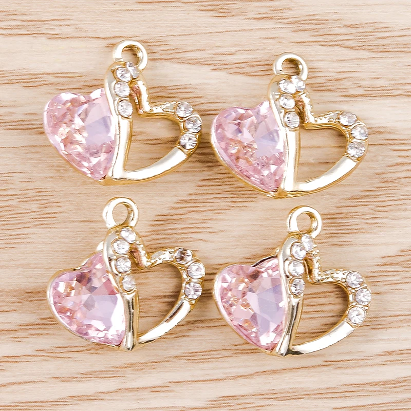 10 Stück elegante Kristall-Charms für die Schmuckherstellung, Liebesherz, Tierfuchs, Fischkrone, Charms-Anhänger für DIY-Halsketten, Ohrringe, Geschenk – Detail 8