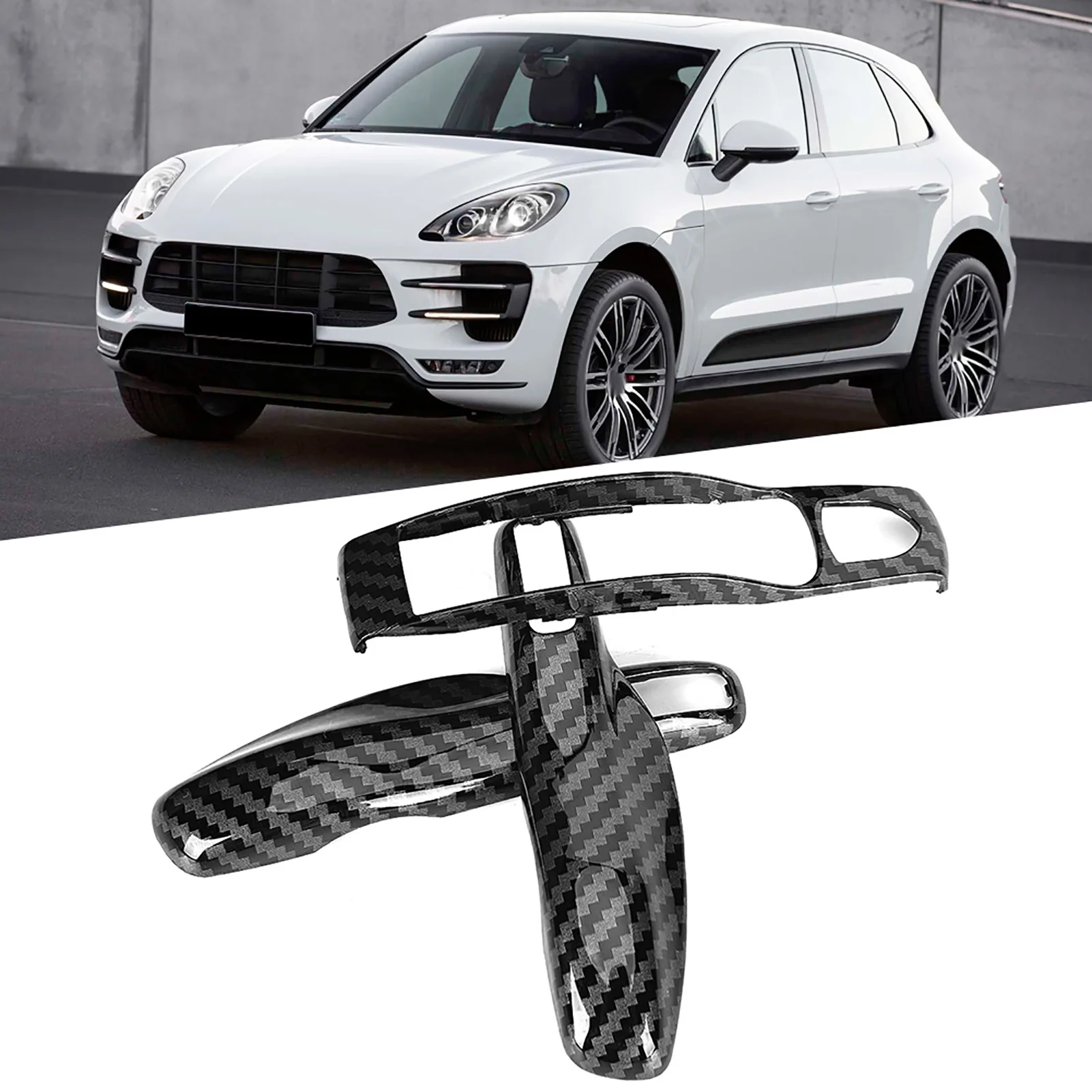 3Pcs/set Carbon Fiber Style Car Key Trim Cover for Porsche Macan/Panamera/Boxster/Cayman/Cayenne/Carrera/Spyder For Cayenne