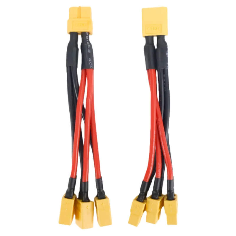 XT60 Parallel Battery Connector 3-Way Y Splitter Male/Female Cable Dual Extension 14AWG Silicone Wire for RC Drone Battery Motor