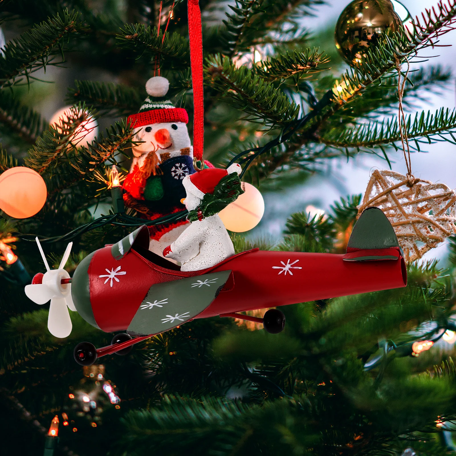 

Christmas Ornaments for Tree Outdoor Decor Aviation Decorations Hanging Airplane