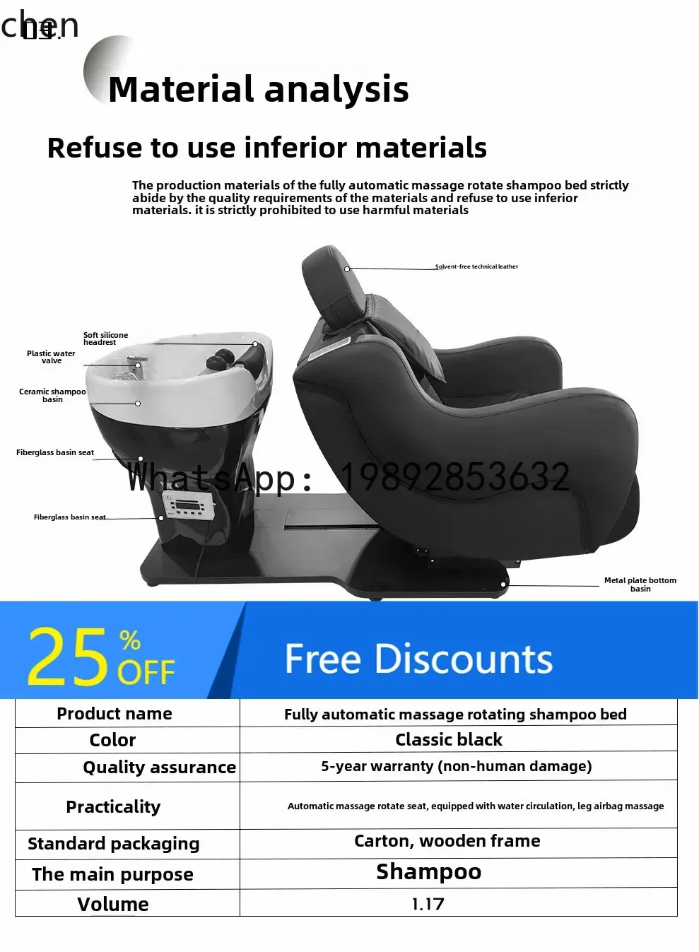 AB  Intelligent Electric Head Treatment Hair Scalp Multifunctional Rotary Integrated Flushing Bed