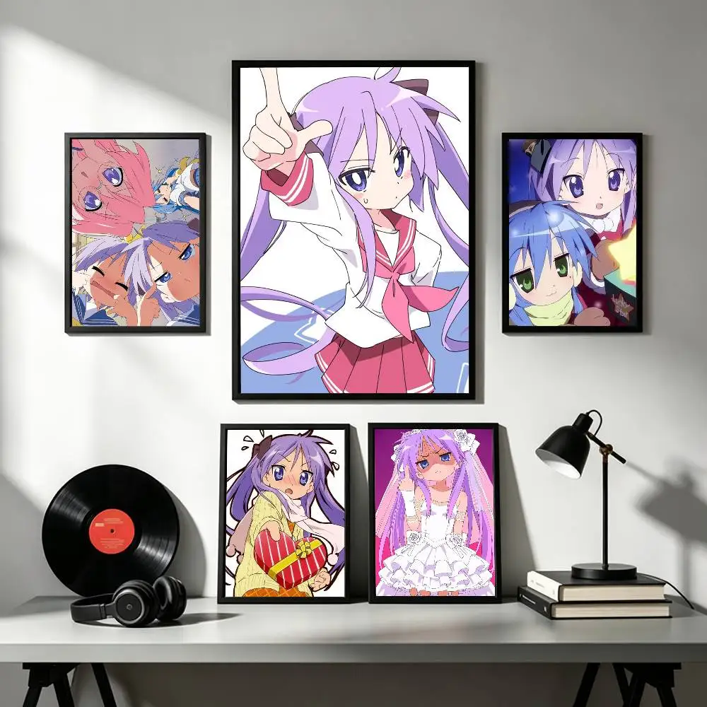 Lucky Star Hiiragi Kagami  Poster Waterproof Wall Art Sticker For Bar Living Room Vintage Decor High Quality Print Gift