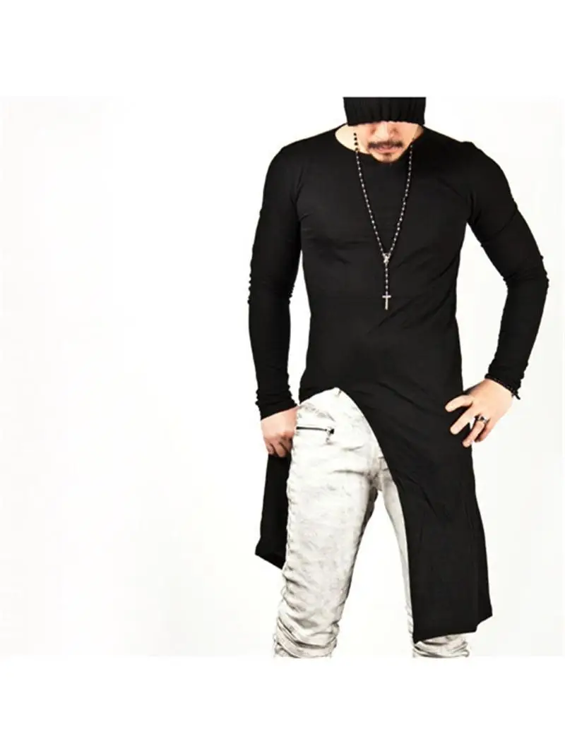 

Мужская удлиненная толстовка в этническом стиле, повседневная, с разрезами, для молодежи, спортивная, простая, удобная, свободного кроя