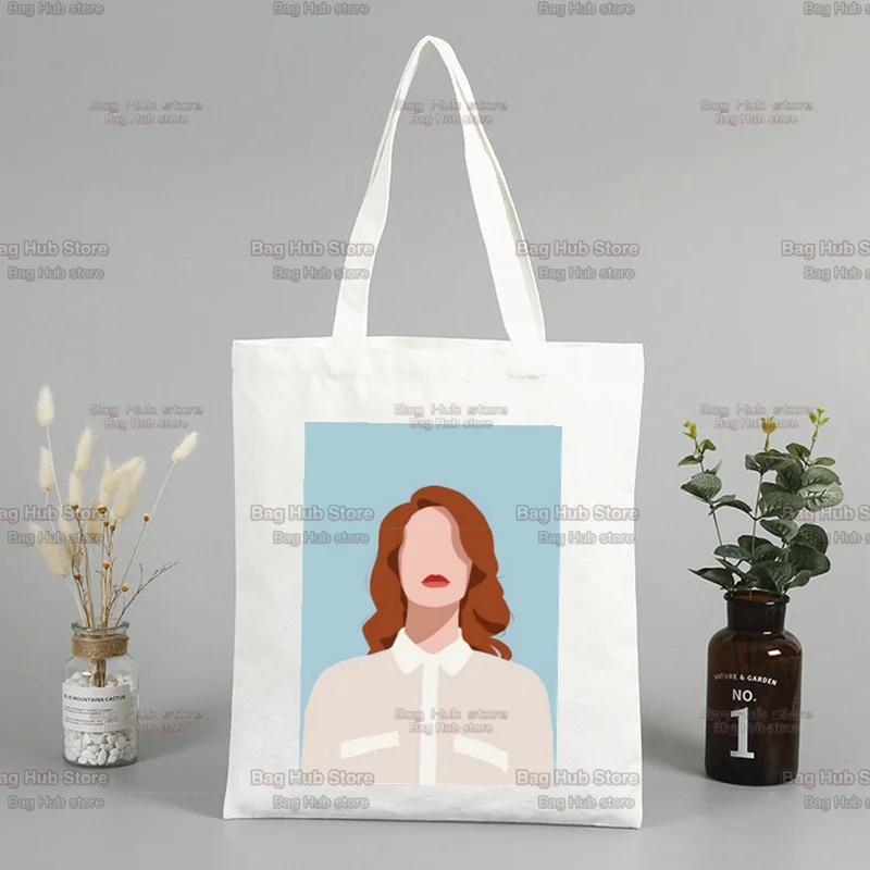 Lana Del Rey Print Canvas Bag para Mulher, Harajuku College Shopping Bag, Shoulder Bags, Cartoon, Hip Hop