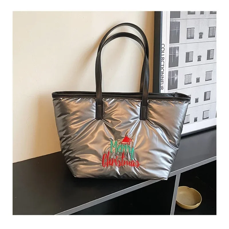 Christmas Carnival Large Capacity Tote Bag 2024 New Simple Fashion Shoulder Bag Embroidered Versatile Casual Women's Bag