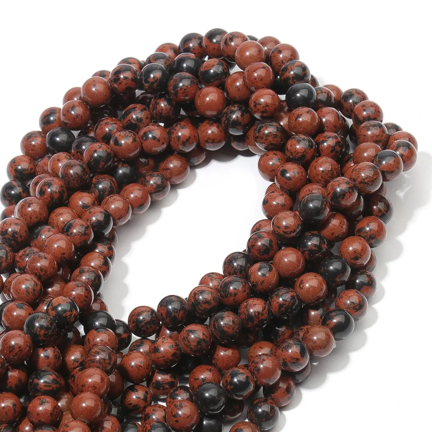 Natural Mahogany Obsidian Beads Golden Swan Stone Beads for Jewelry Making DIY Bracelet Necklace Accessories 4/6/8/10mm 15inch