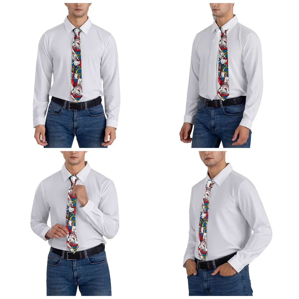 ربطات العنق هالو كيتي للجنسين من البوليستر الحريري 8 سم ربطة عنق كلاسيكية للرجال ملابس يومية Cravat إكسسوارات الزفاف دعائم تنكرية #5