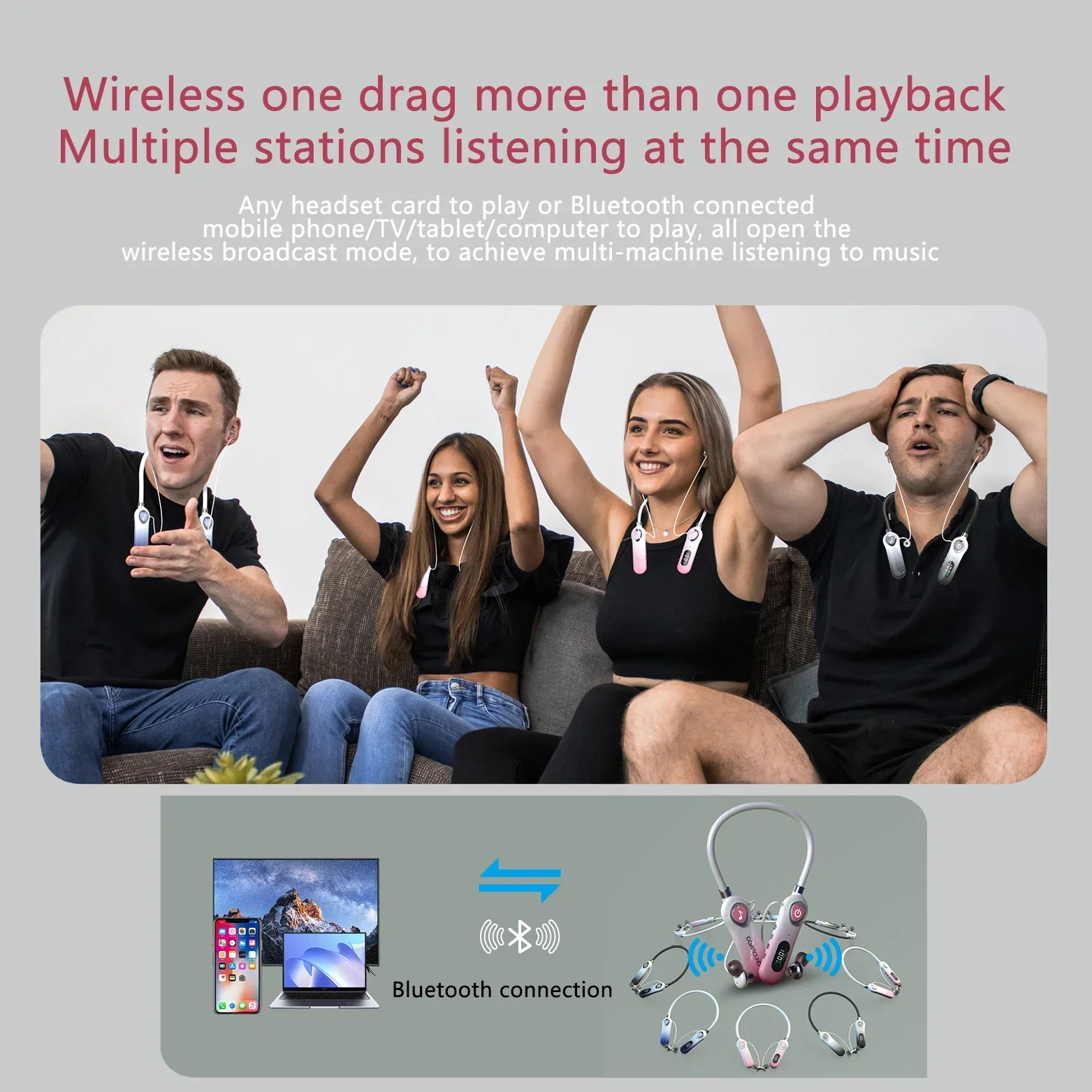 Sports Bluetooth Headset LED Digital Display Power Real-time Monitoring Silicone Hose Portable Wireless Bluetooth Earphones