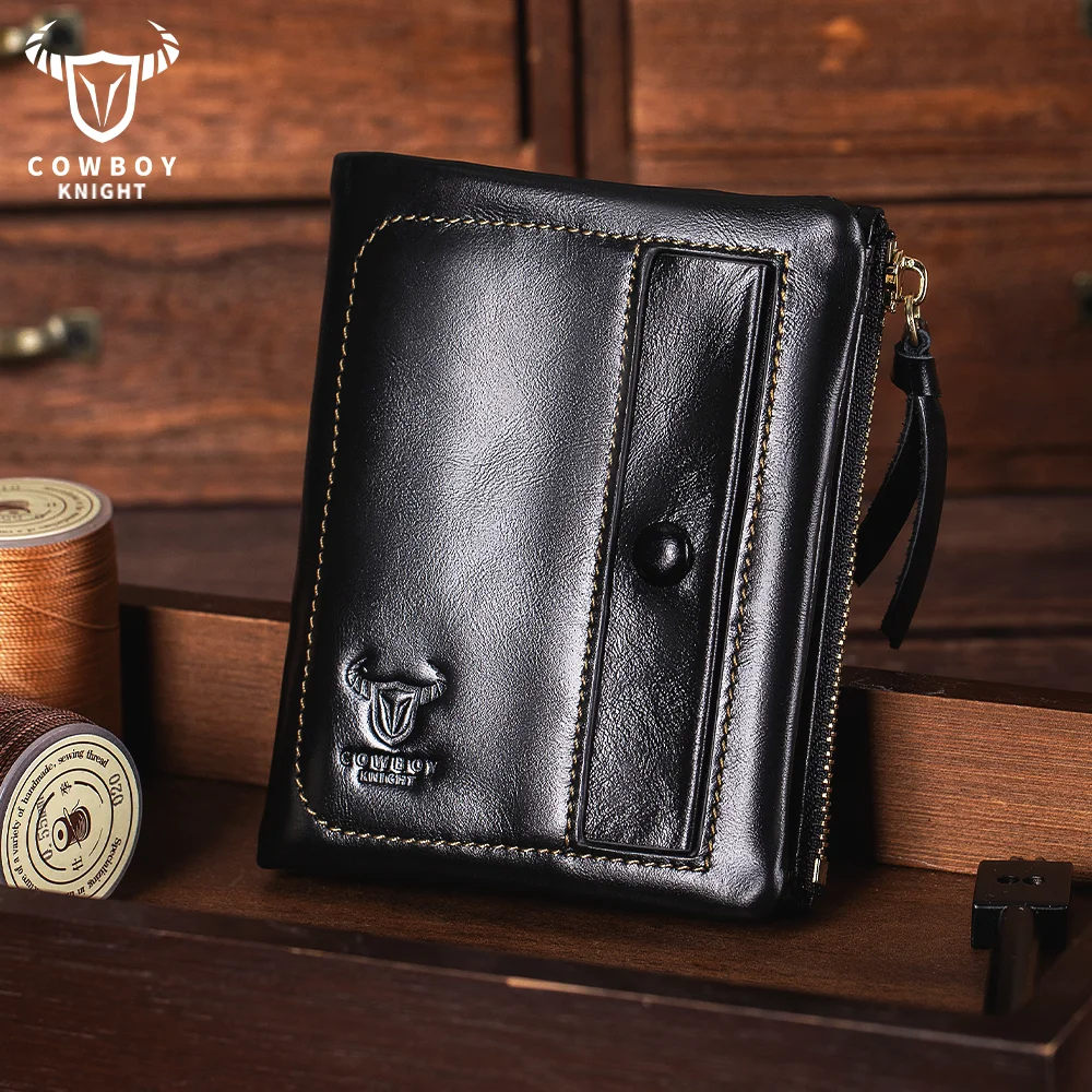 

1PC men's leather short leather clip men's, credit card holder with zipper rfid wallet and zip coin pocket