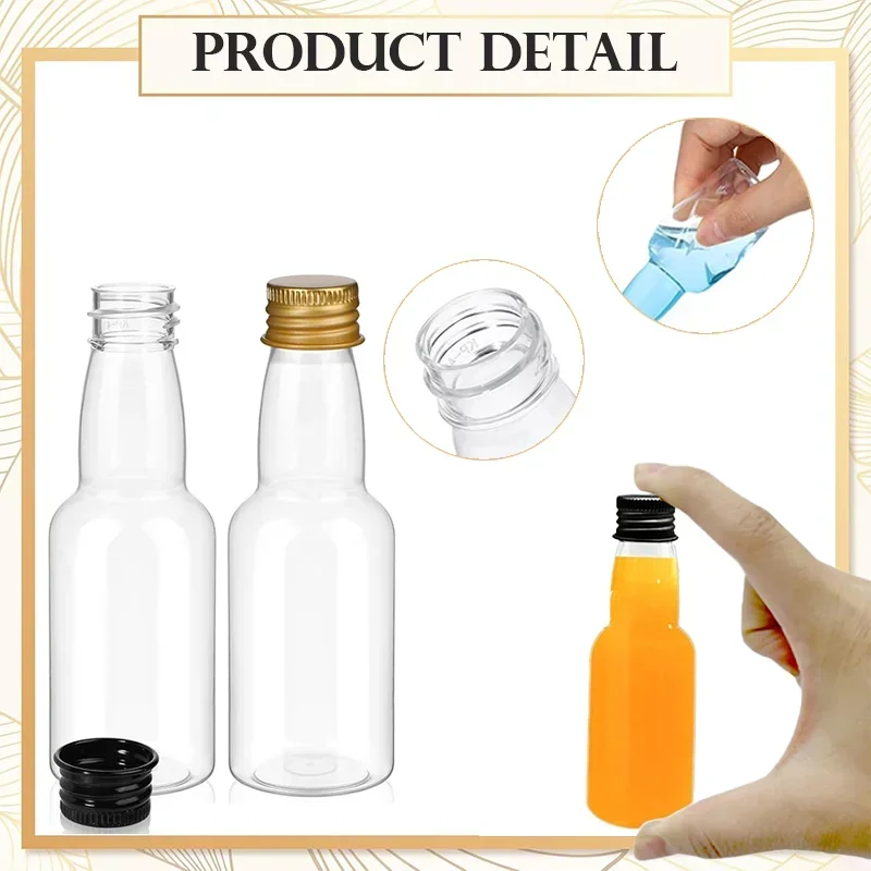 50pcs 30ml-150ml Plastic Mini Liquor Bottles Empty Portable Reusable Drink Container for DIY Juice Wine Alcohol Birthday Wedding