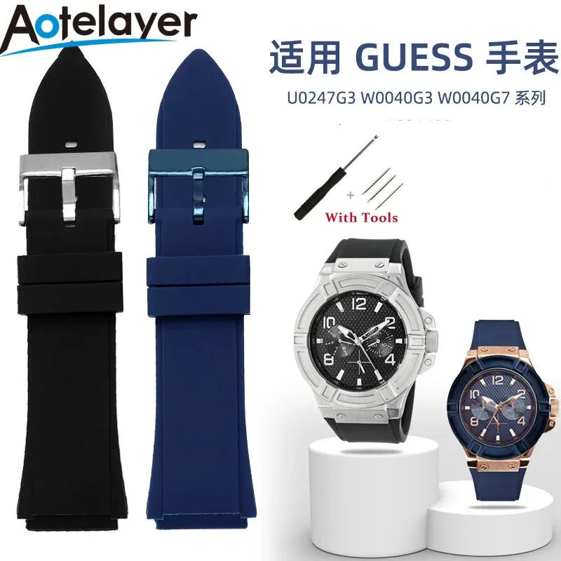 22mm Soft Waterproof Silicone Watch Strap for Giles Guess Watch U0247g3 W0040g3 W0040g7 for Men Watch Band Accessories