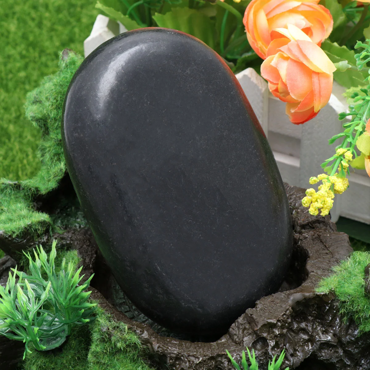 3 Pcs Relaxing Massage Stones Hot Spa Smooth Black Suitable for Electromagnetic Radiation Users