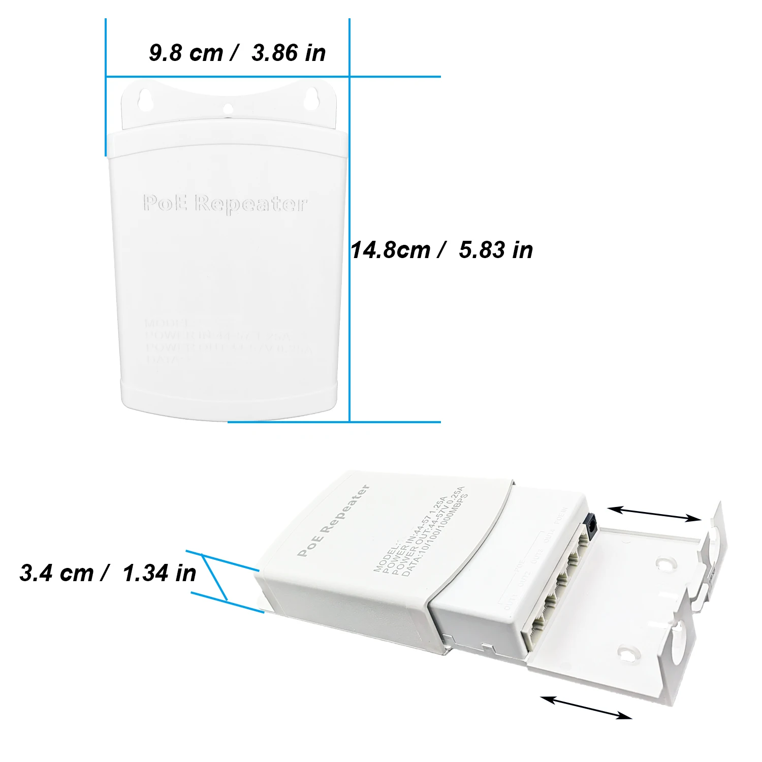 5 Port POE Extender 4 Port Repeater 1000Mbps Tahan Air Luar Ruangan Dalam Ruangan Jaringan IP55 44-57V PoE Extender untuk POE Kamera AP Telepon