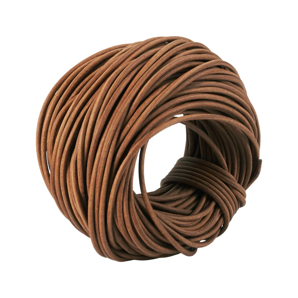 20M Cowhide Leather Cord 2mm Round Leather Thread Cord Rope for Necklace Bracelets DIY Making Material