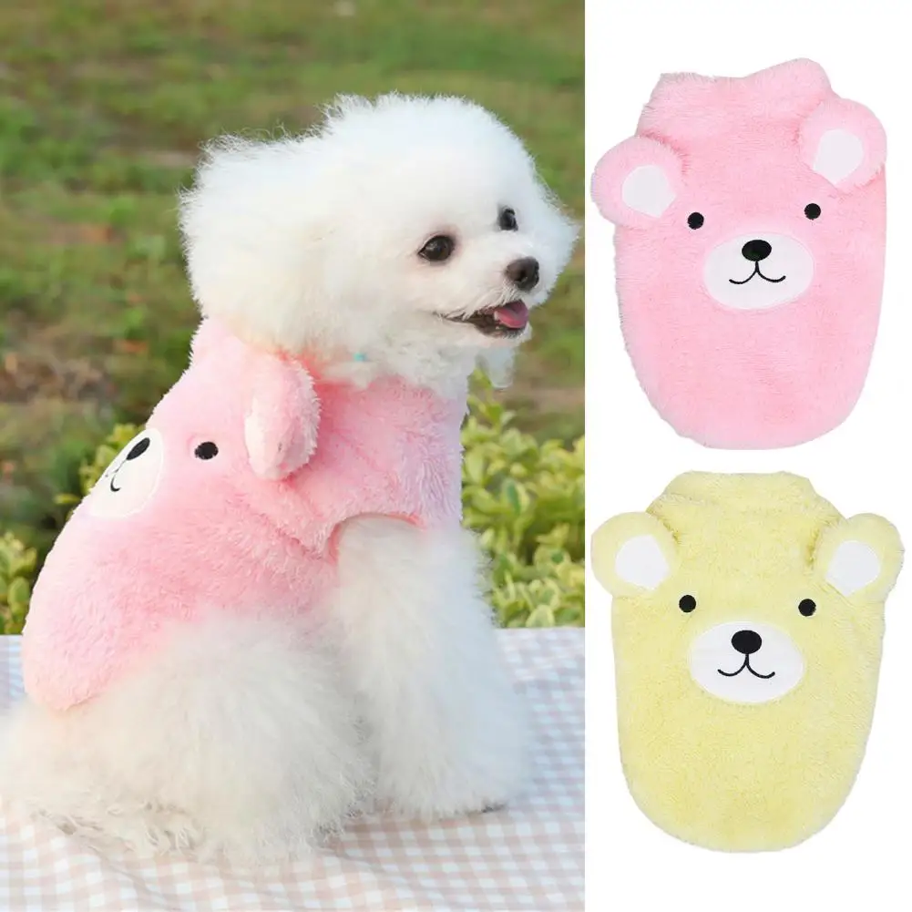 Pet Vest  Pretty Pullover Soft  Autumn Winter Cartoon Bear Shape Warm Flush Pet Cat Puppy Vest Pet Supplies