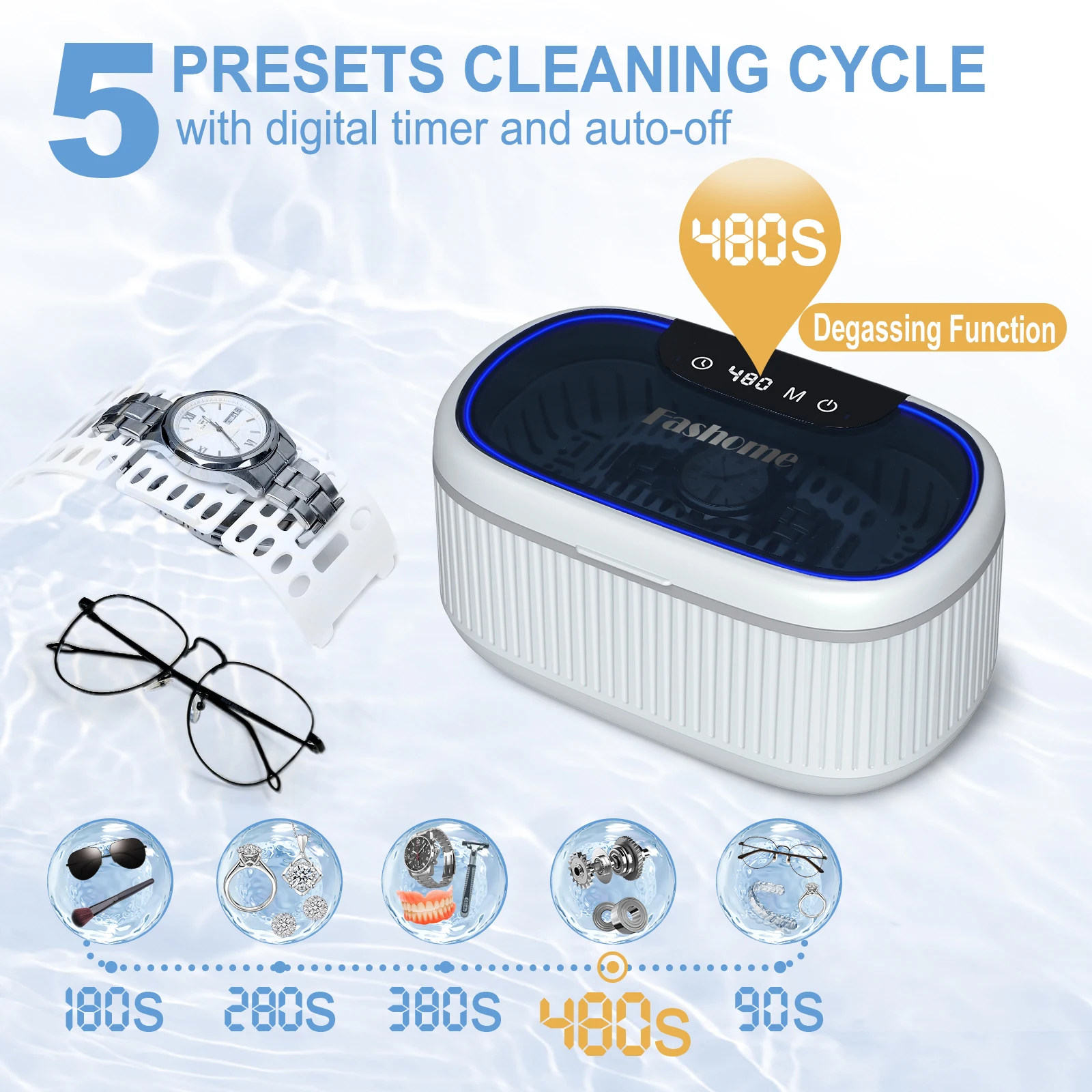 

Multifunction 550ML Ultrasonic Jewelry Cleaner 45kHz Stainless Steel 360° Deep Cleaning Machine For Glasses, Watches,Rings