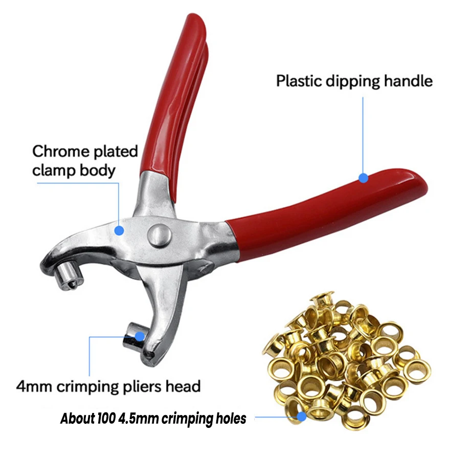 Leather Eyelet Hole Punching Pliers Kit Shoe Holes Rivet Pliers Multifunctional Drilling Tool for Punching Binding with Button