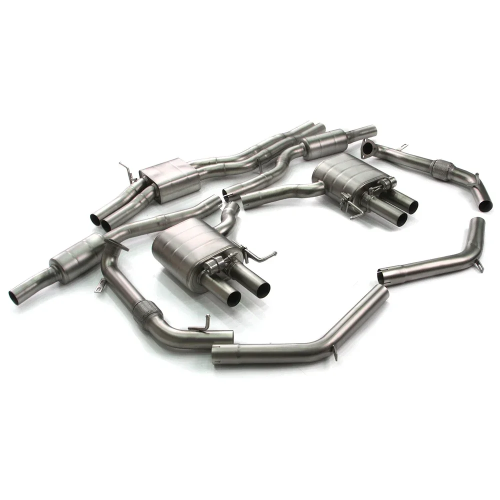 Rvs Catback Uitlaat voor Audi S4/S5 B9 3.0T 2019-2023 Uitlaatdemper Klep Koolstofvezel tips Auto Uitlaatsysteem