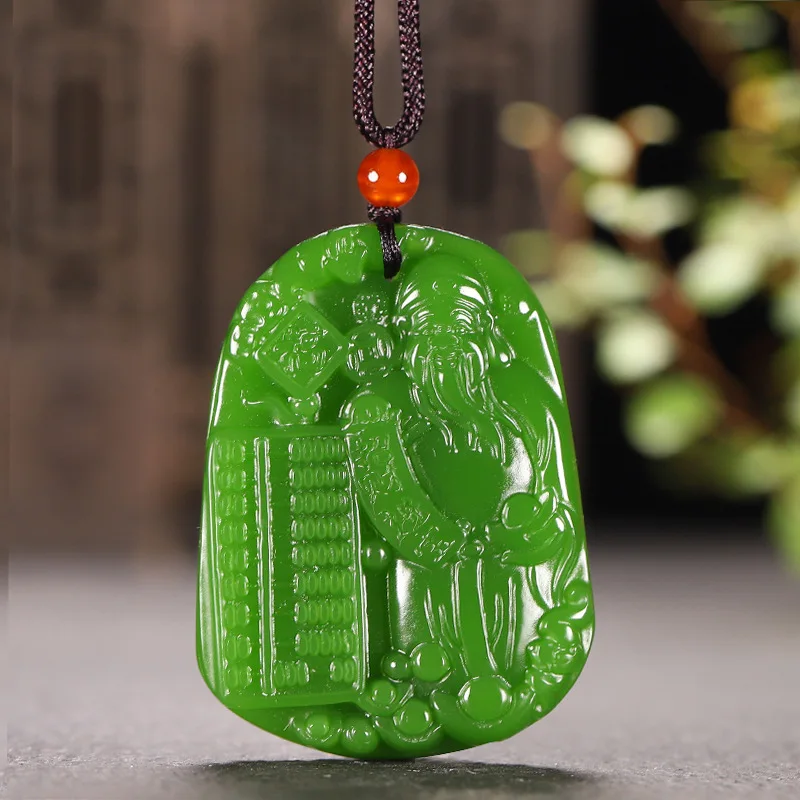 

Spinach Green Jasper Abacus God of Fortune Pendant Men's and Women's Popular Versatile Pendant