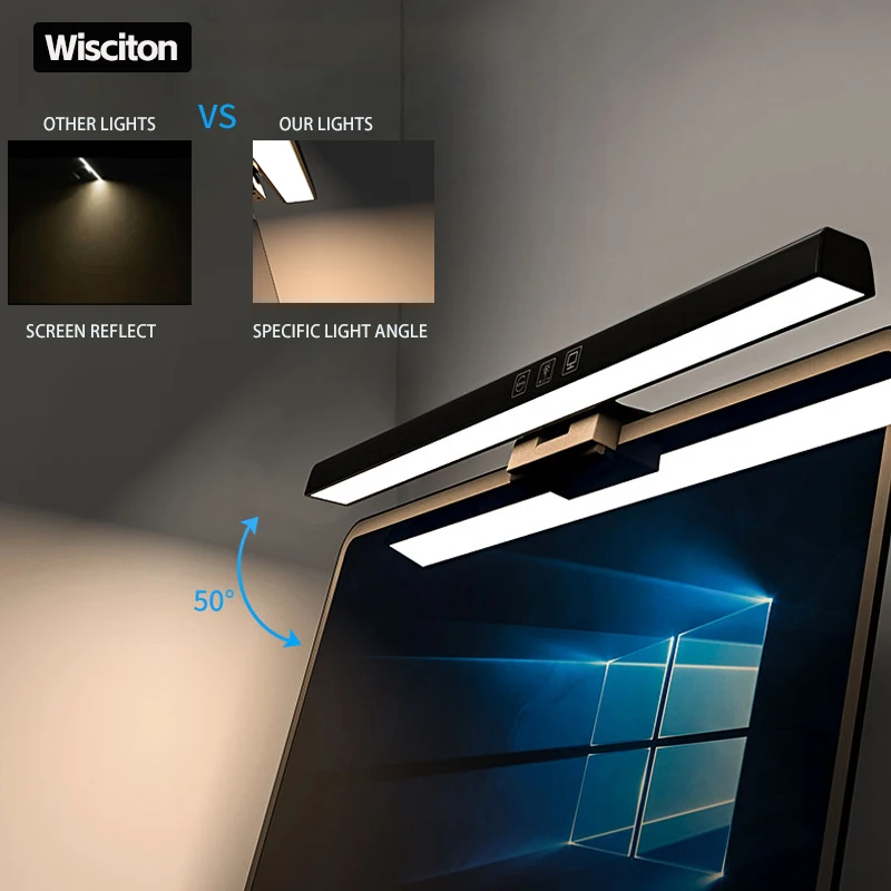 Monitor komputerowy LED Listwa świetlna Oświetlenie biurka Ekran USB Lampa RGB do nauki Czytanie Stół Bezstopniowe przyciemnianie lampy Rozrząd 50CM/33CM