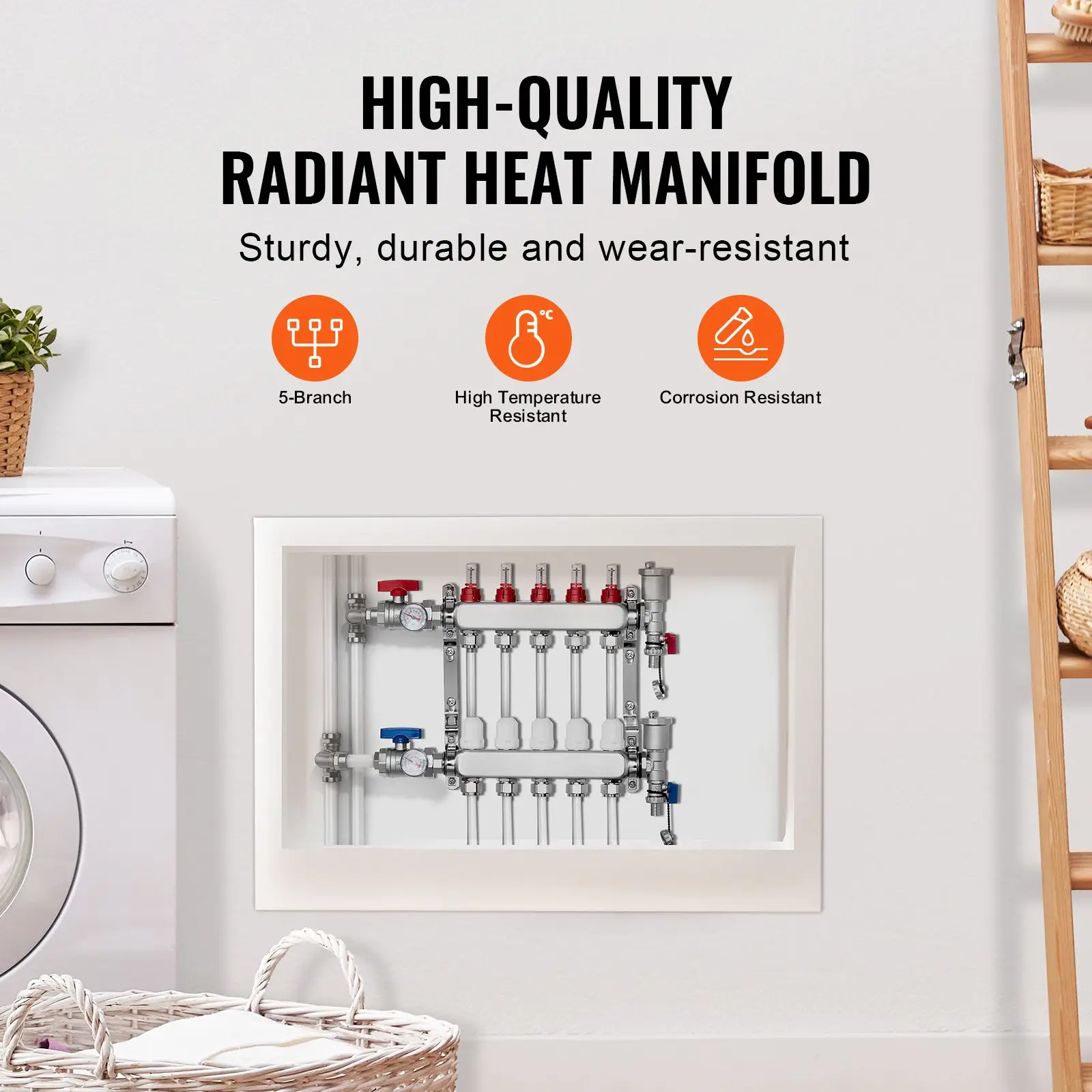 5-Branch Radiant Heat Manifold, 1/2