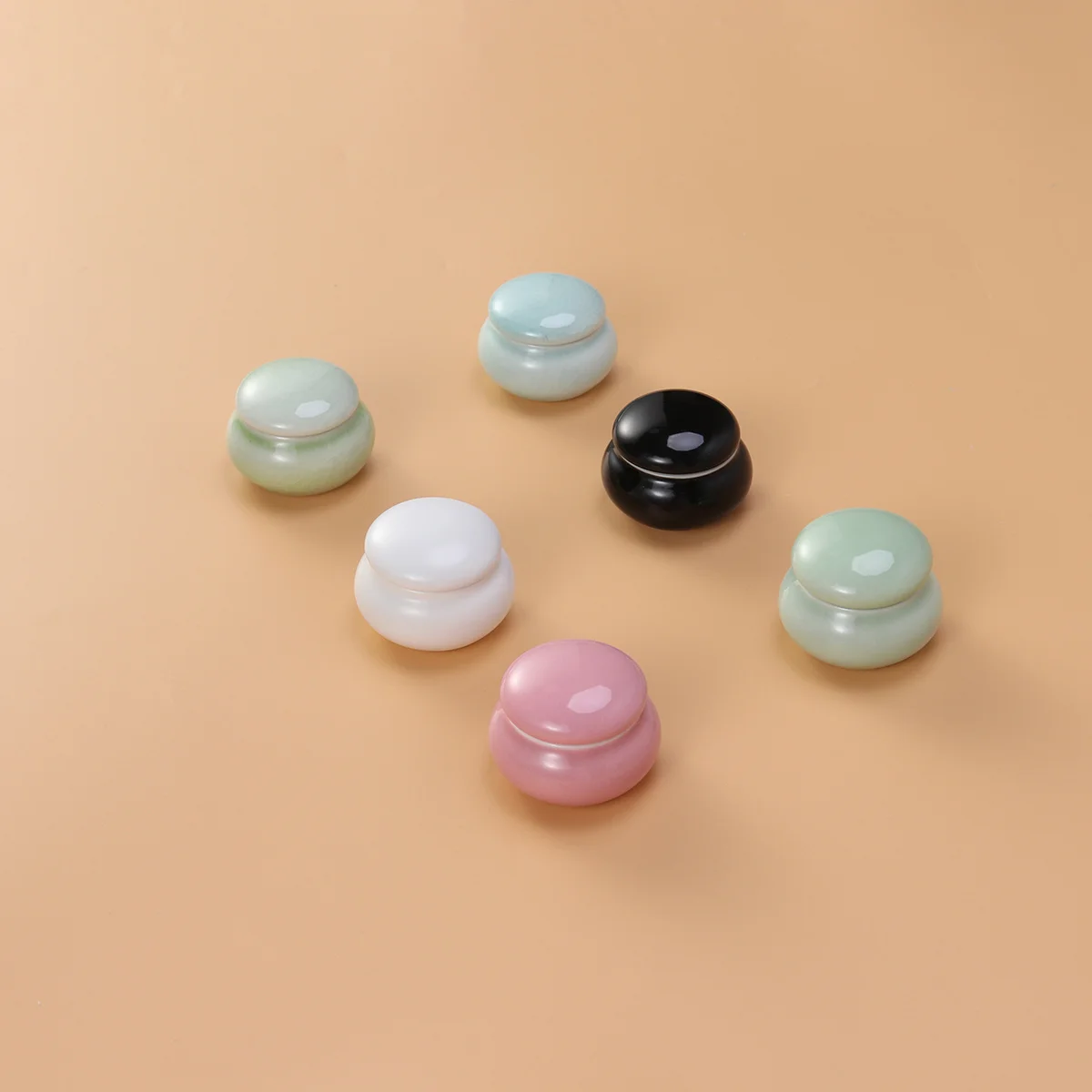 

Mini Ceramics Cream Storage Tank Portable Makeup Sealed Coffee Holder Tin Foil Wrapped Lid Perfect Seal Small