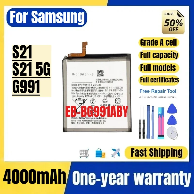 EB-BG991ABY for Samsung S21/S21 5G/G991 Phone Battery High Quality High Capacity Replacement Bateria Grade A Cell with Tools