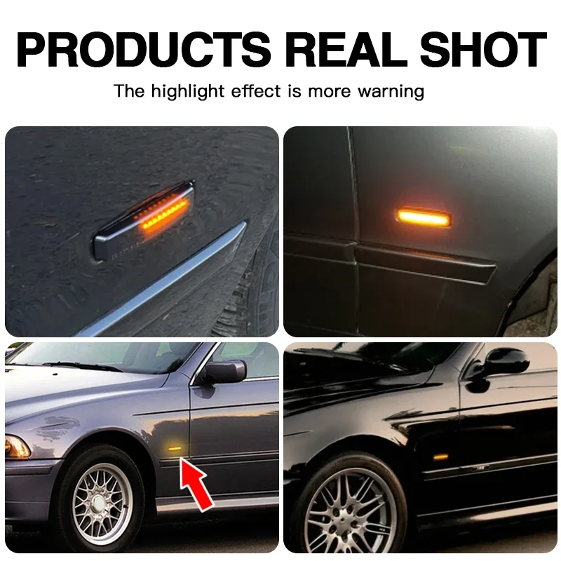 

2 шт. светодиодные динамические указатели поворота Canbus для BMW 5 серии E39 1995-2003, все модели, M5 1998-03, боковые габаритные огни, автомобильные аксессуары