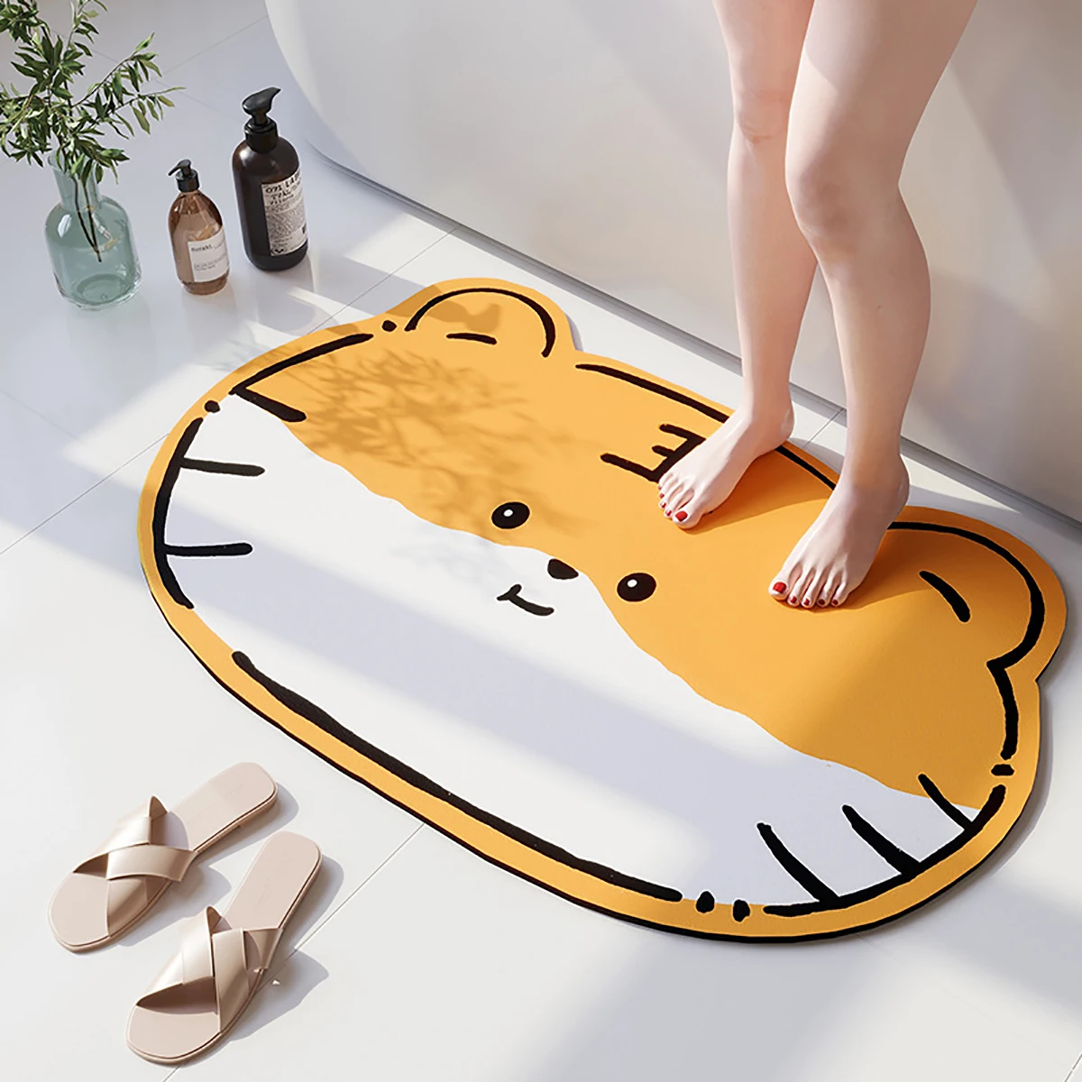 

Cartoon Tiger Door Mat Non Slip Diatomaceous Mud Foot Rugs Quick Drying Bath Mats Home Decoration bathroom carpet doormat