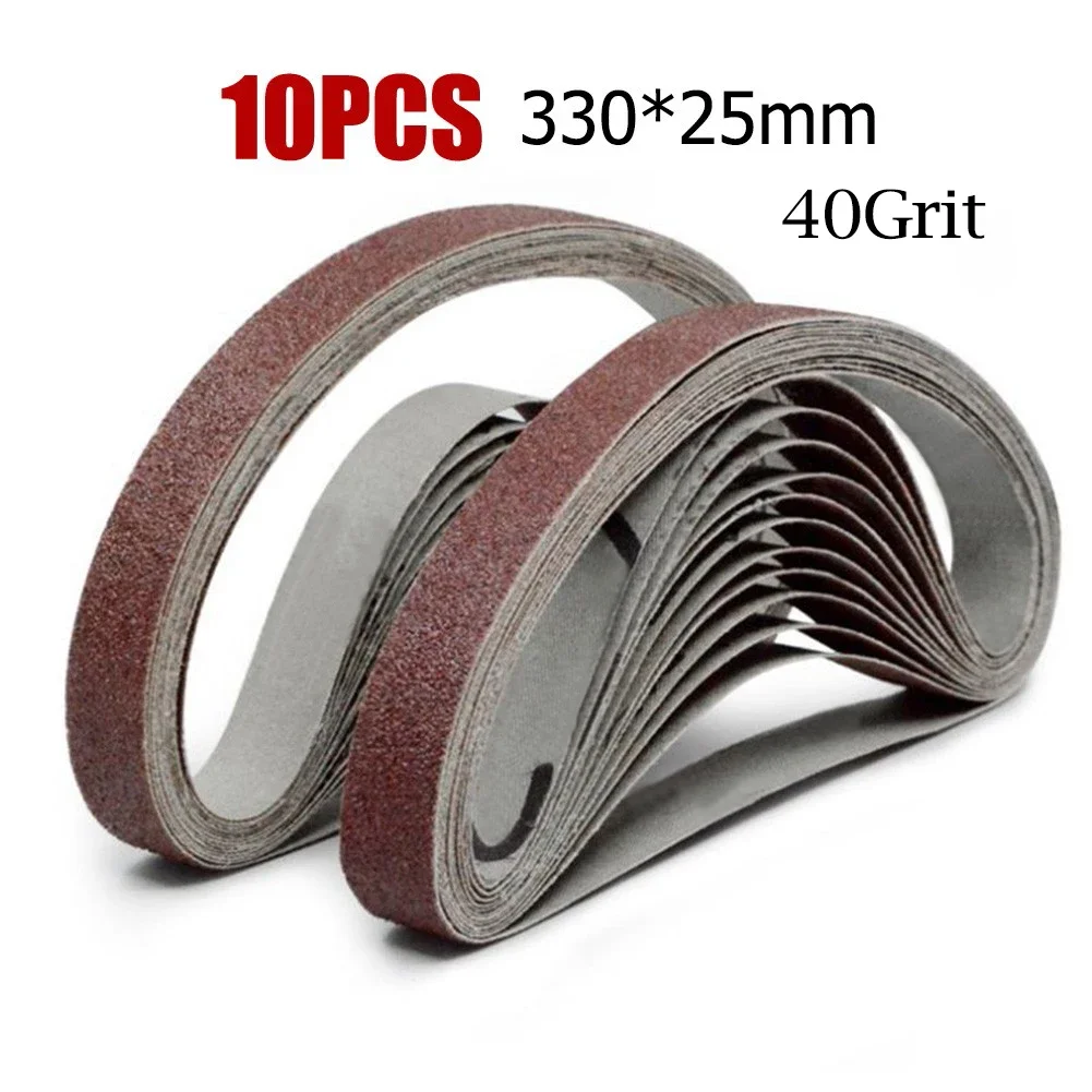 

10pcs 25*330mm Pneumatic Sand Belt Machine Sand Belt 40-1000Grit Grinding & Polishing For Angle Grinder