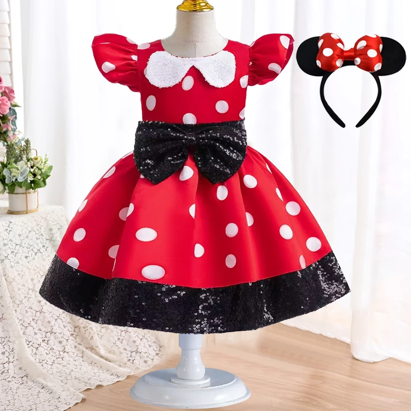 0-6-year-old baby girl cute cartoon childrens summer childrens round dot princess skirt girl birthday party Christmas clothing d