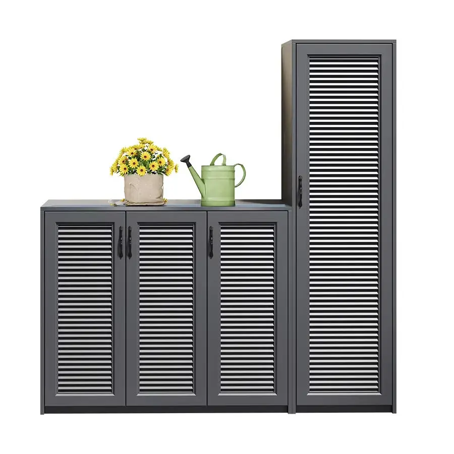 Modern Outdoor Minimalist Light Steel Structure Storage Cabinet with Reflective Roof Waterproof Eco-Friendly for Courtyard Garde