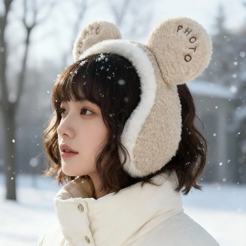 

Cute Cartoon Bear Ear Cover Warmer Thickened Ear Protectors Anti Cold Wind Back-worn Style Earmuffs for Girls