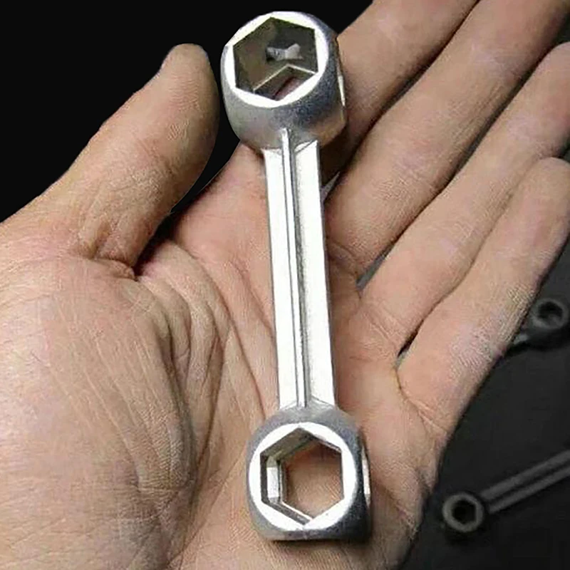 10 in 1 Galvanized Steel Hexagon Wrench Durable Bicycle Bike Repair Tool Bone Shape Hexagon Wrench Spanner 10 Holes Size 6-15mm