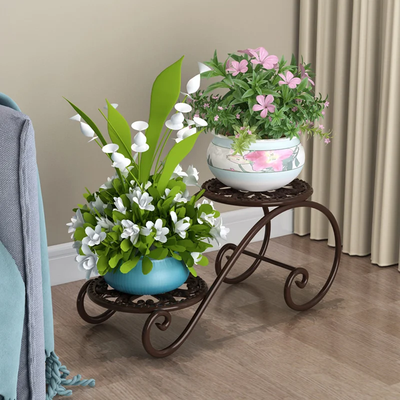 2023 New Ironwork Plant Shelves Flower Pot Stand Balcony Floor Indoor Balcony Flower Pot Shelves Living Room Metal Nordic