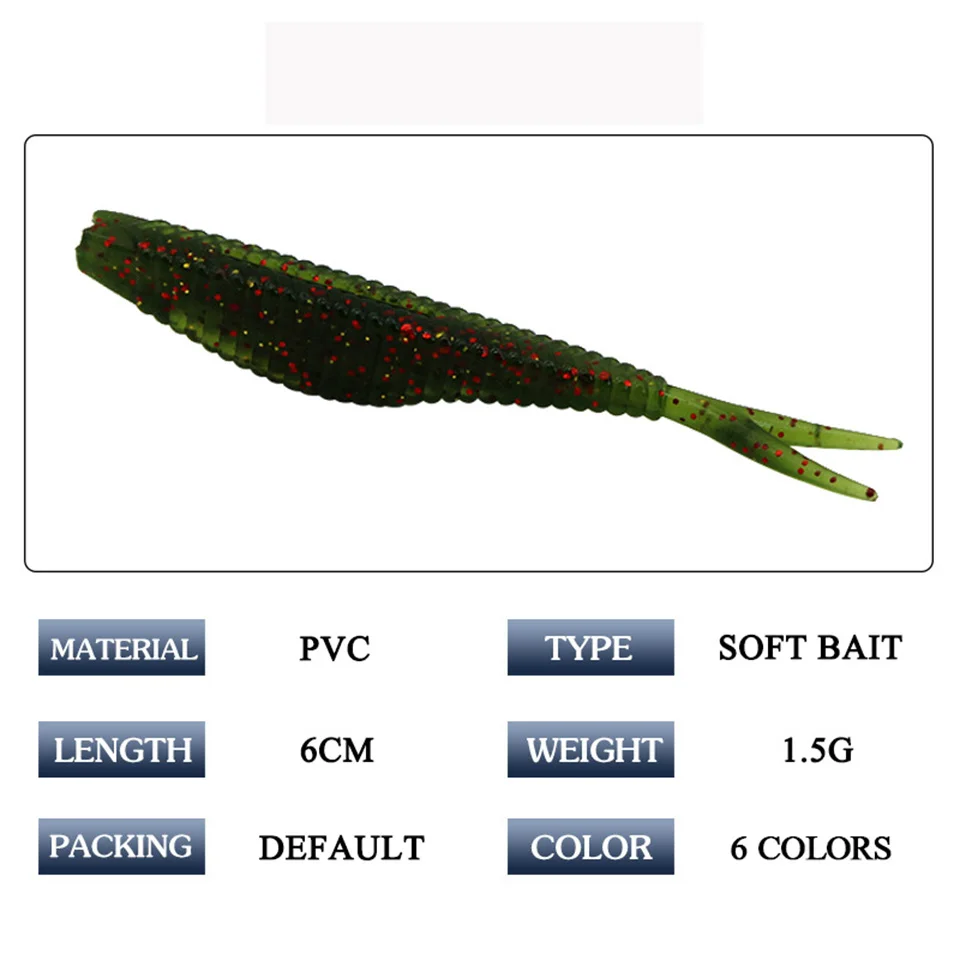 20pcs Fishing Soft Lure Plastic Saltwater Fork Tail Drop Shot Silicone Soft Bait Worm Bass Trout Pike Walleye Weedless