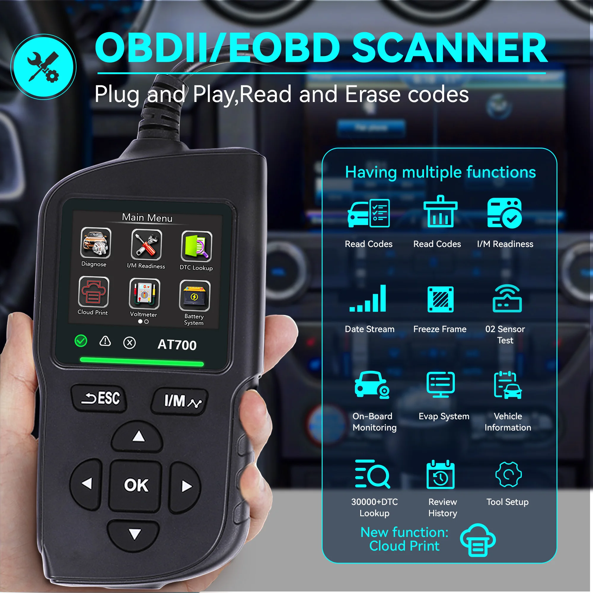 2.4-inch High-Definition TFT Color Screen OBD Diagnostic Tool (Black)