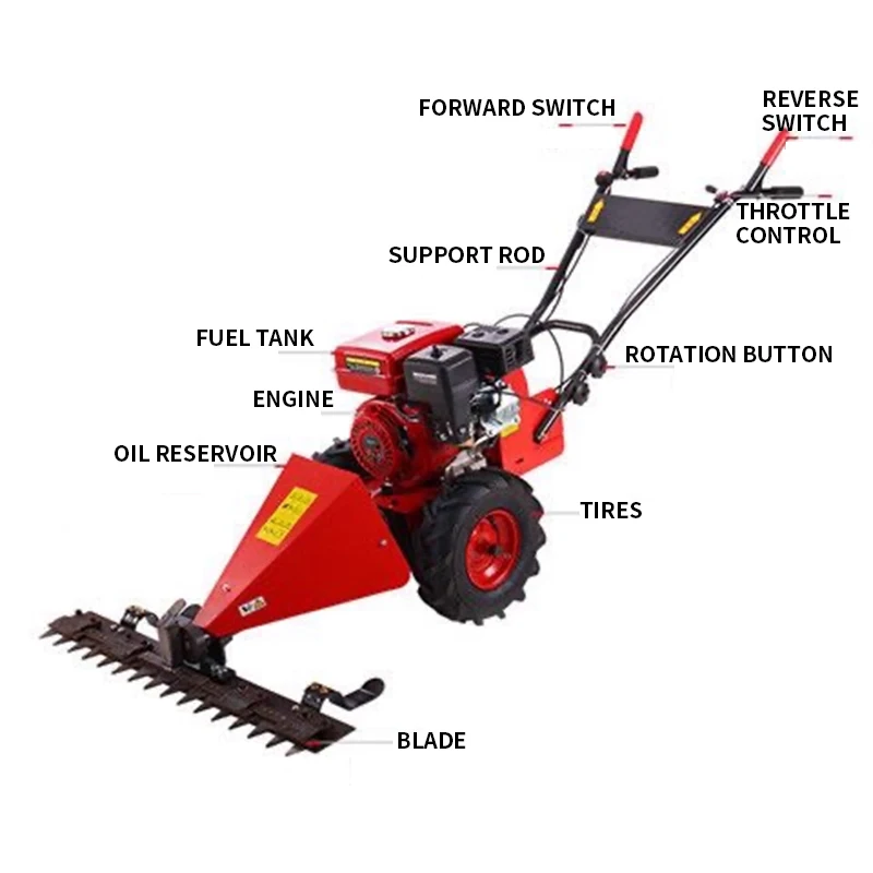 

Four-wheel-drive Self-propelled Mower Push-type Lawn Mower Orchard Weed Trimmer Shrub and Brush Cutter 7.5HP Engine(Customized)
