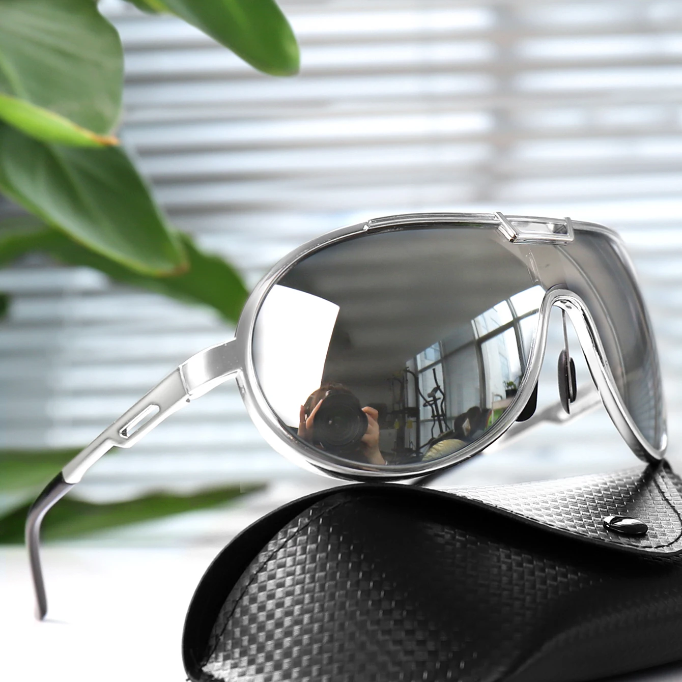 Trendige runde modische Sonnenbrille, Unisex, lässig, winddicht, UV-Schutz, Sonnenbrille für Selfie, Party, Reisen, mit Box – Detail 5