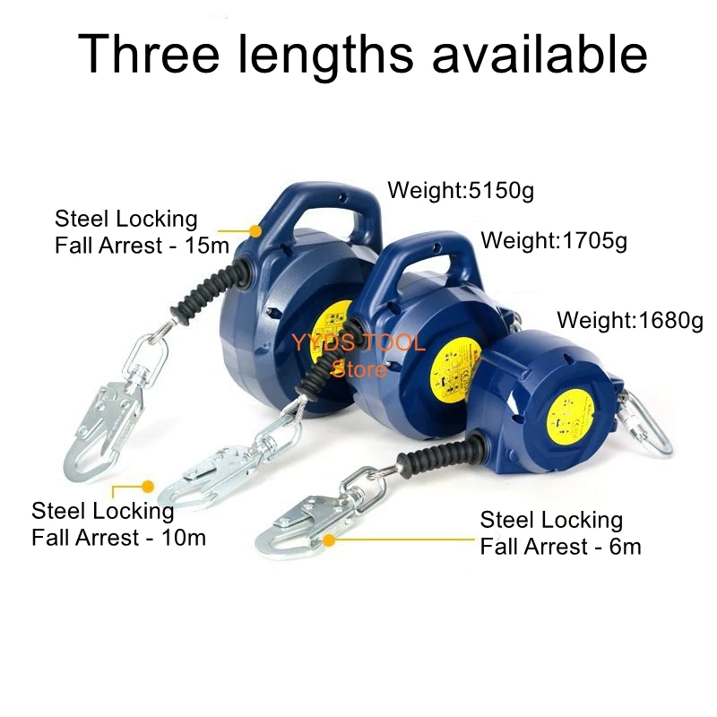 

Aerial work self-locking speed differential fall arrester galvanized steel rope aerial fall arrest brake ware retarder