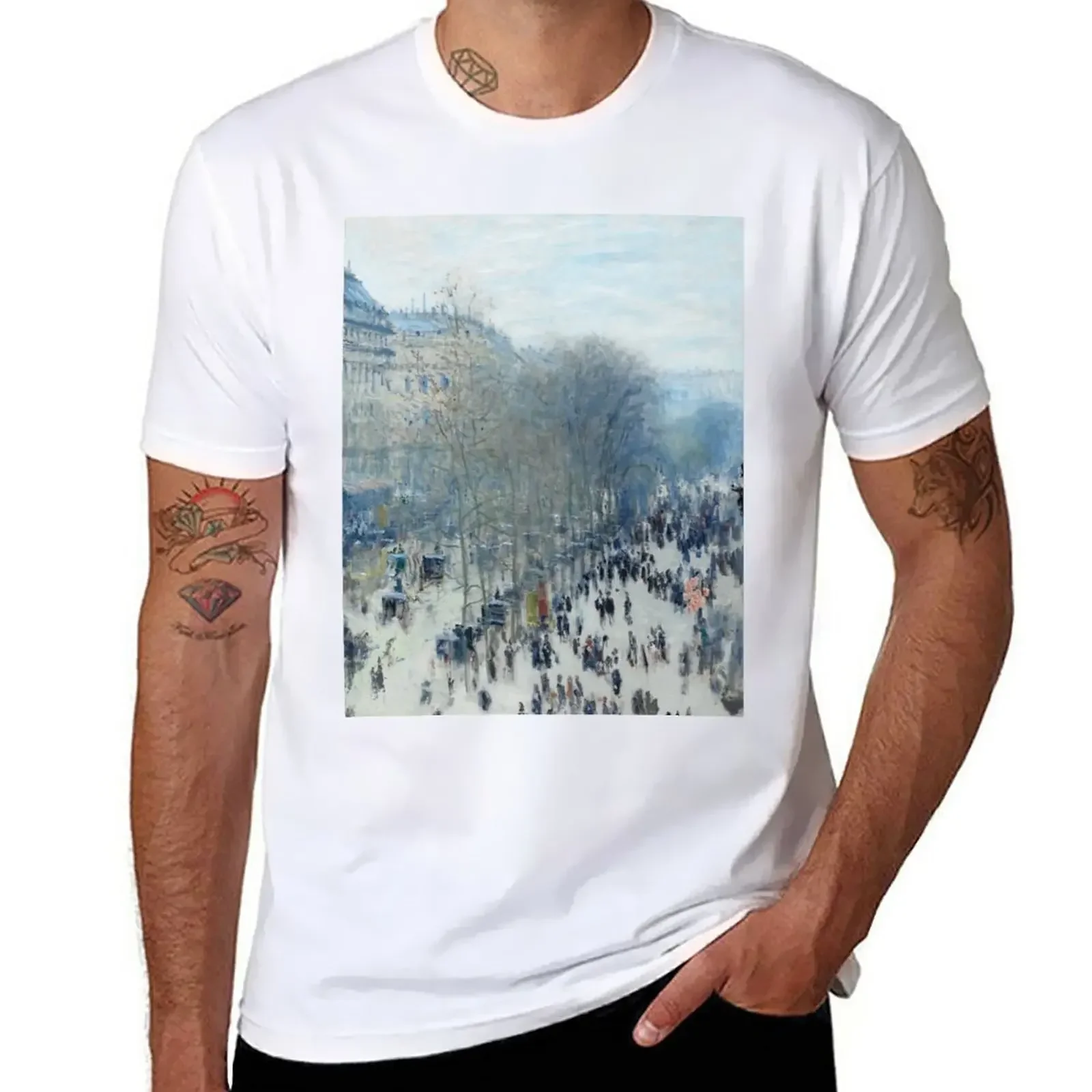 HD. Boulevard des Capucines, by Claude Monet. HIGH DEFINITION T-Shirt anime cute clothes clothes for men