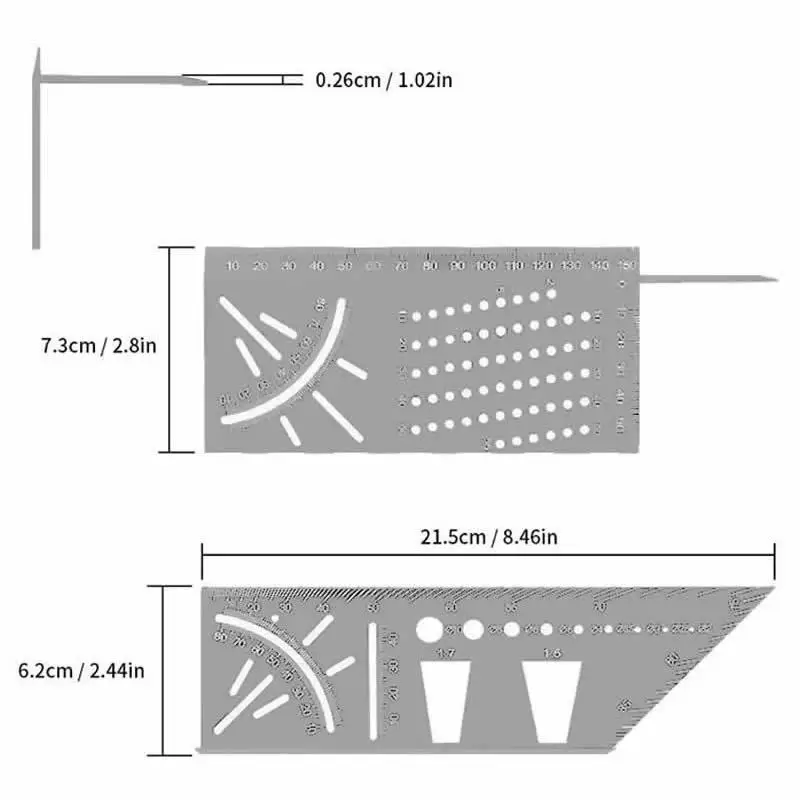 45/90 Degree Woodworking Angle Ruler, 3D Marking Gauge, Multi-Functional Layout Tool for Dovetail & Carpentry Precision Measuri