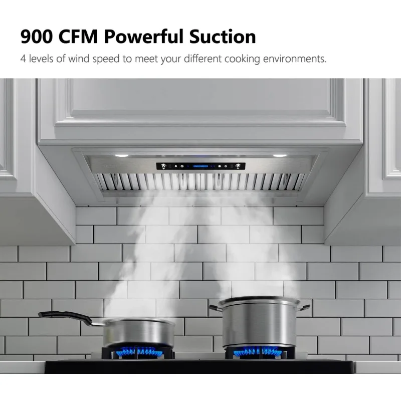 36-inch built-in/insert hood 900 CFM, ducted/ductless convertible ducting