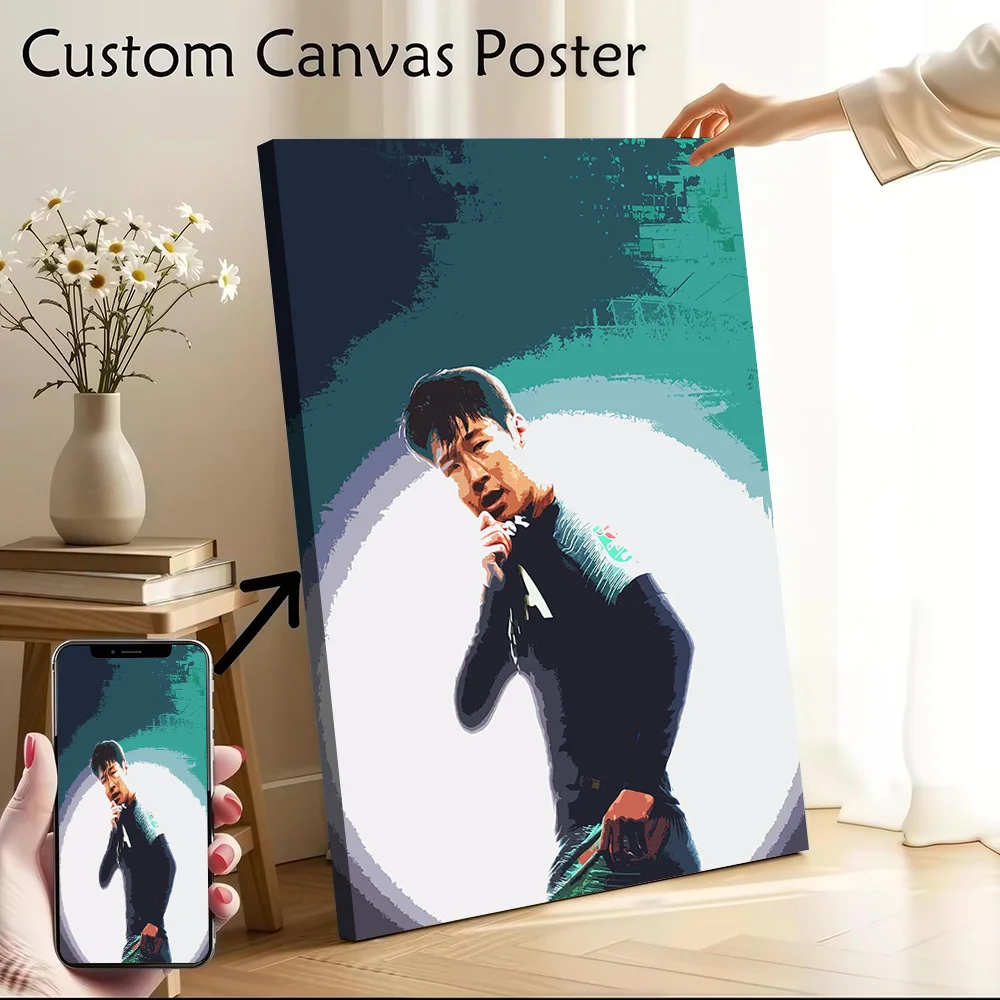 Heung Min Son Painting Canvas Poster Customizable Printed Canvas Painting Wall Art for Fans Wand Deko Decorative Picture Frames