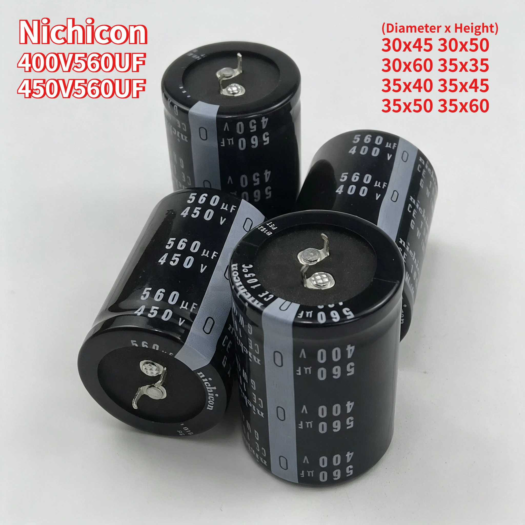 2PCS 400V 560uF Capacitor 450V 560uF Nichicon 30x45 30x50 30x60 35x35 35x40 35x45 35x50 35x60