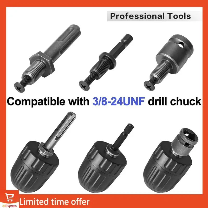 

Fresh 0.8-10Mm Keyless Drill Chuck Adapter 1/4"Hex Shank Lock Key 1/2" Socket Square Adapter, Drill Chuck Forimpact Driver